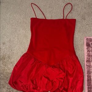 Edikted Red Spaghetti-Strap Bubble Dress
